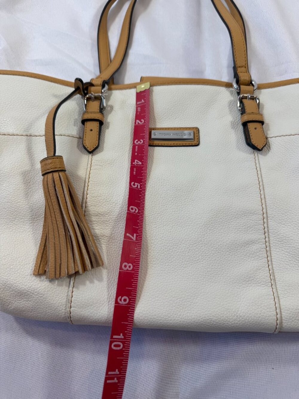 Tignanello Genuine Leather French Shopper Tote W/ Tassle, Colorblock, Like New! - Picture 12 of 16